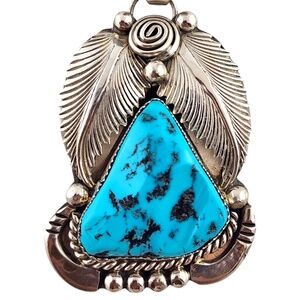 Daniel Etsitty Sterling Silver Navajo Turquoise Pendant #20088